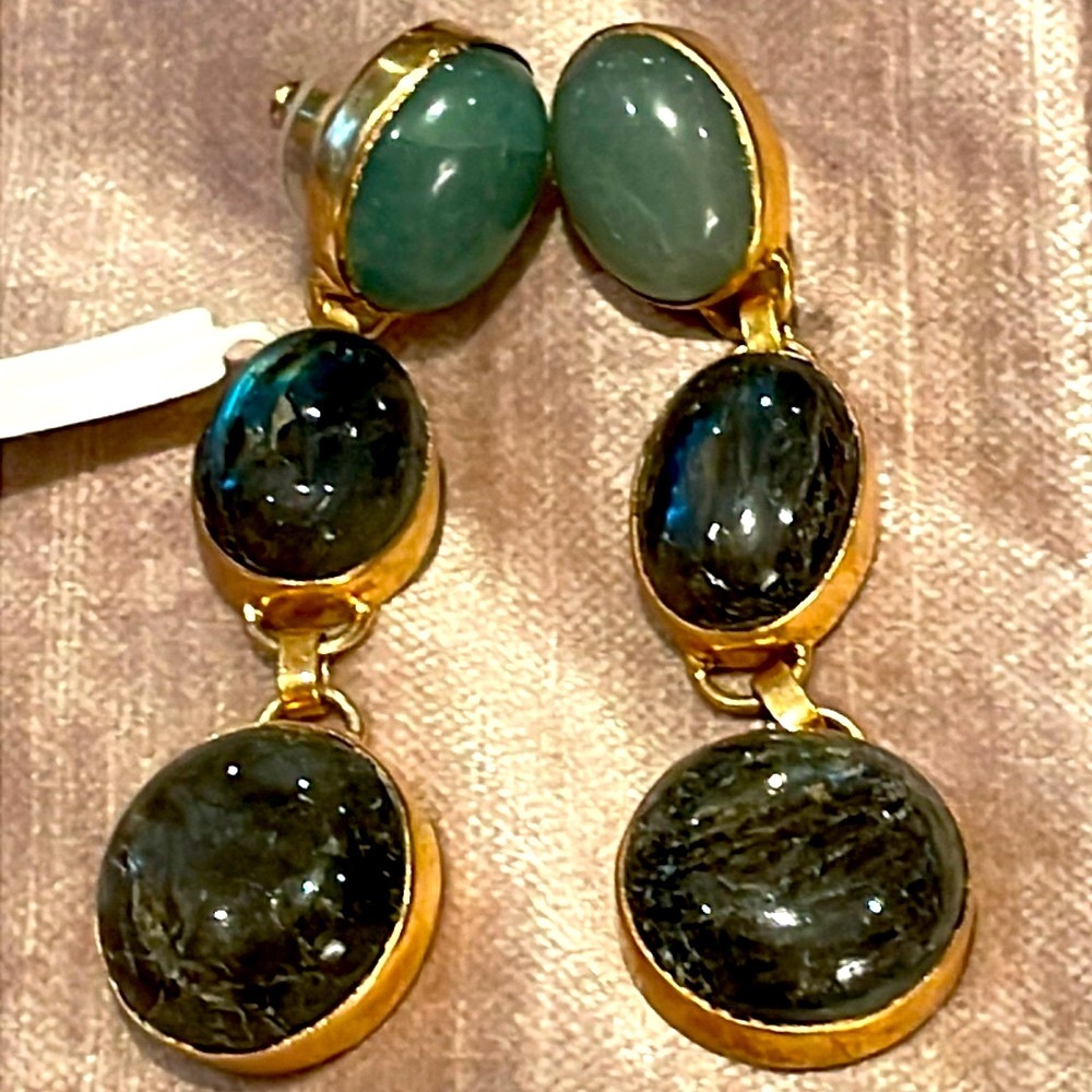 Chunky Labradorite Earrings Vermeil NWTS